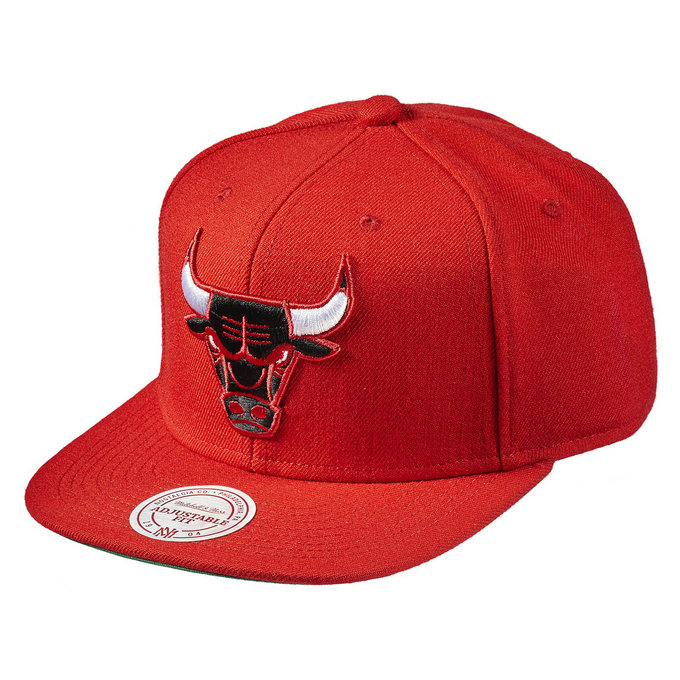 Casquette Mitchell & Ness Wool Solid Snapback Chicago Bulls Rouge