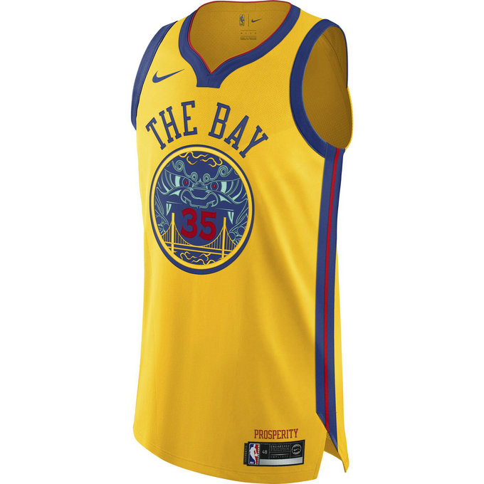 Maillot Kevin Durant City Edition Golden State Warriors Authentic Jaune