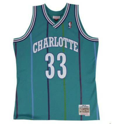 Maillot NBA Alonzo Mourning Charlotte Hornets Swingman Mitchell&Ness Bleu