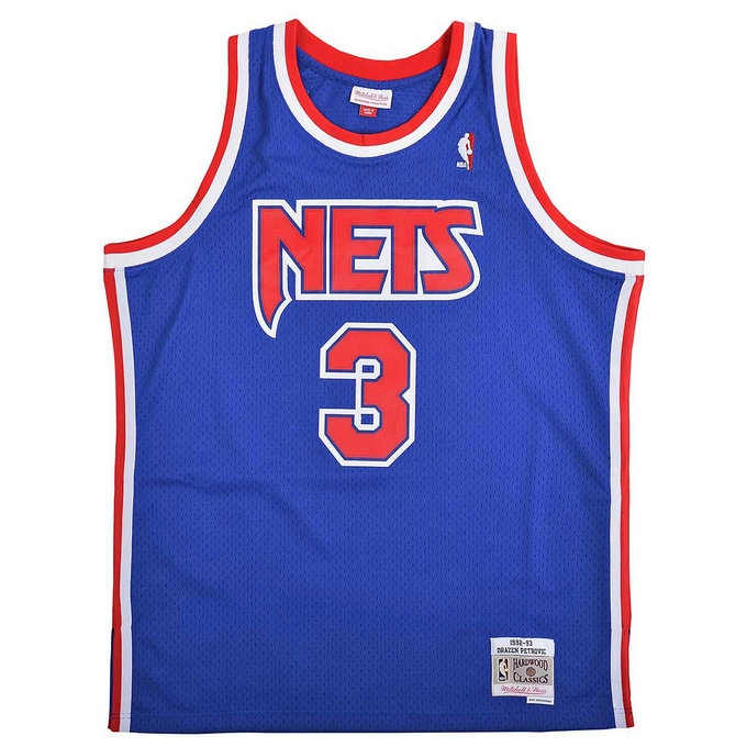 Maillot NBA Dražen Petrović New Jersey Nets 1992-93 Swingman Mitchell&Ness Bleu