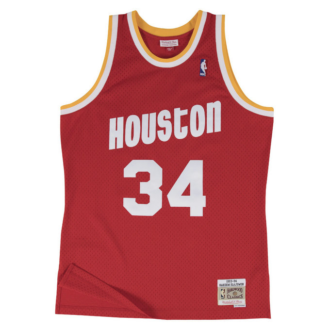 Maillot NBA Hakeem Olajuwon Houston Rockets 1993-94 Road Swingman Mitchell&Ness Rouge