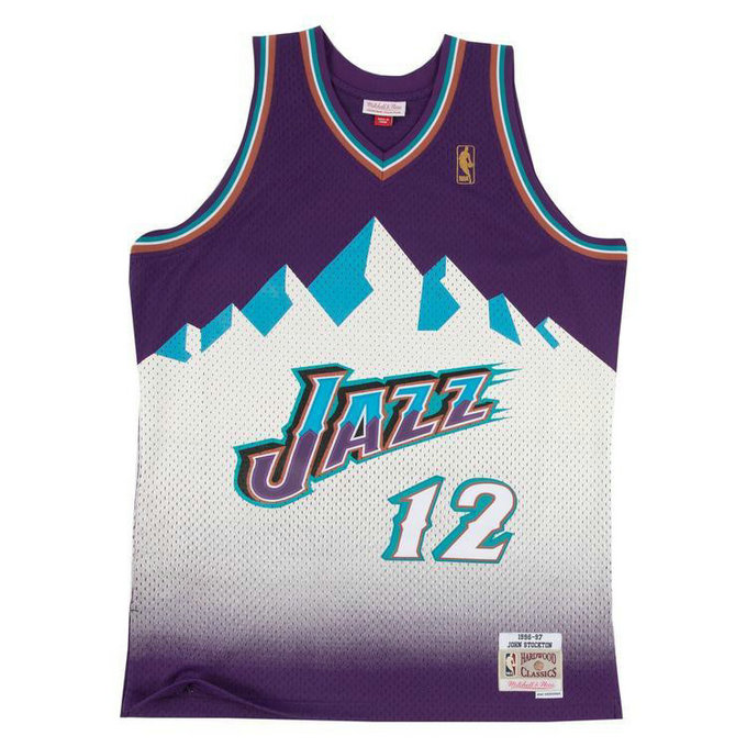 Maillot NBA John Stockton Utah Jazz 1996-97 Swingman Mitchell&Ness Violet
