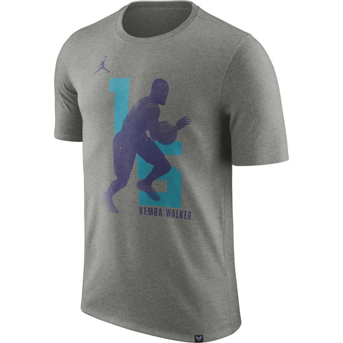 T-shirt Kemba Walker Charlotte Hornets Jordan Dry dk Gris