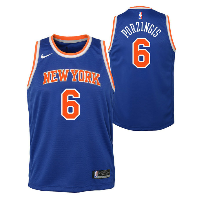 Maillot NBA Enfant Kristaps Porzingis NY Knicks Swingman Icon Bleu
