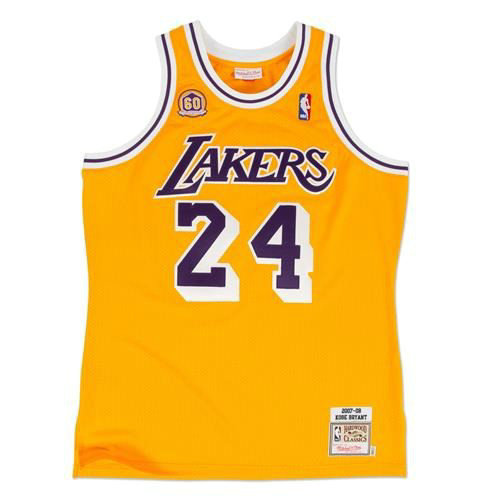 Maillot NBA Kobe Bryant Los Angeles Lakers 2007-08 Authentic Jersey Domicile Jaune