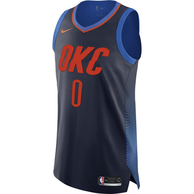 Maillot Russell Westbrook Oklahoma City Thunder Statement Edition Authentic Bleu