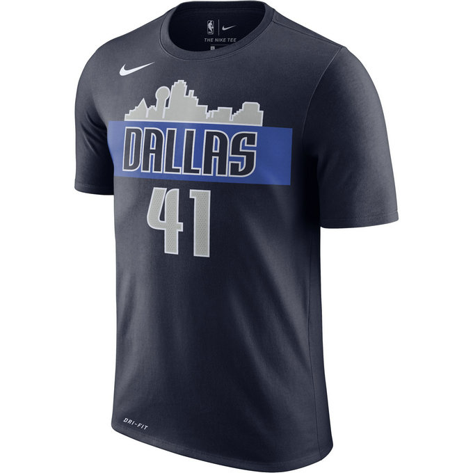 T-shirt Dirk Nowitzki Dallas Mavericks Dry Bleu